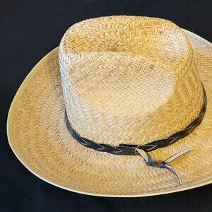 Vintage Unisex Beige Western Style Straw Hat
